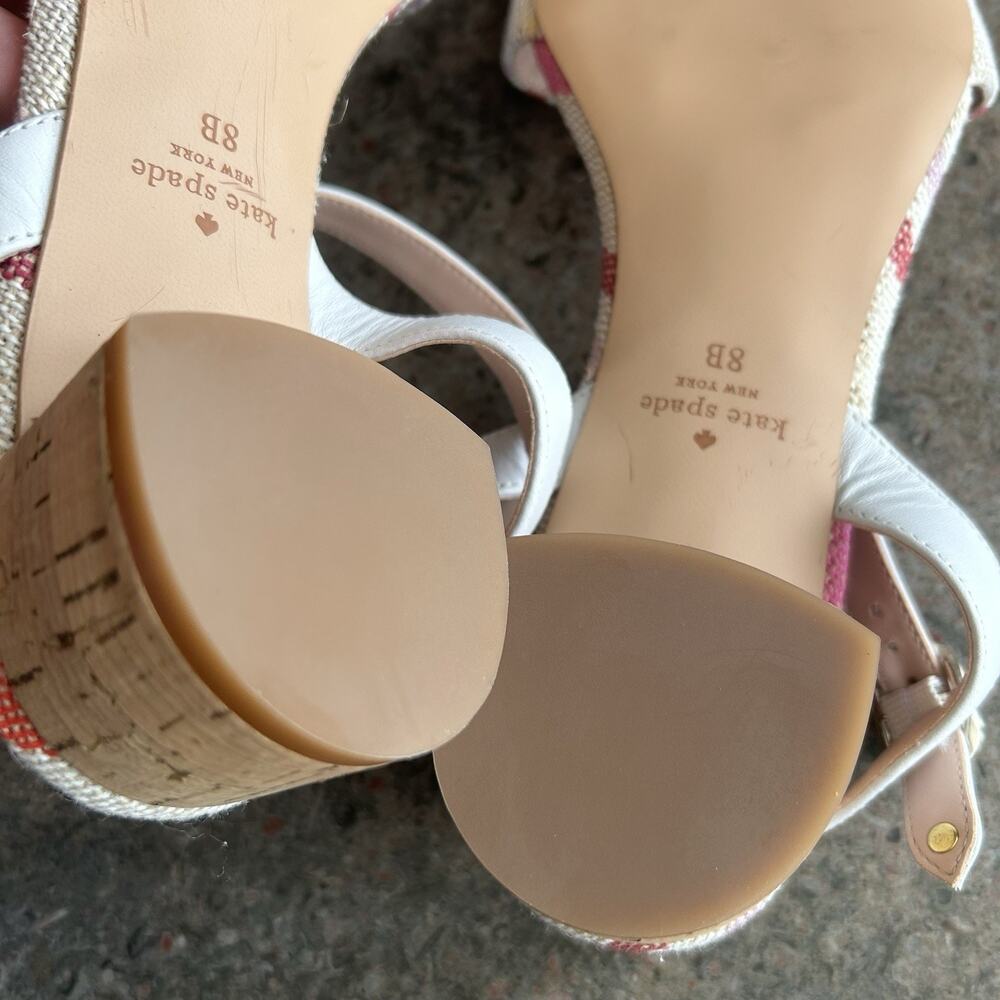 Kate Spade Lottie Pink Stripe Block Heel Sandals Women’s 8 - Picture 8 of 9